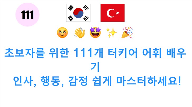 초보자를 위한 111개 터키어 어휘 배우기: 인사, 행동, 감정 쉽게 마스터하세요!